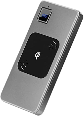 AyM Banco de energía de Cargador inalámbrico, Paquete de baterías externos portátiles de 10000 mAh con QC 3.0 Puertos y DIRIGIÓ Mostrar Compatible con