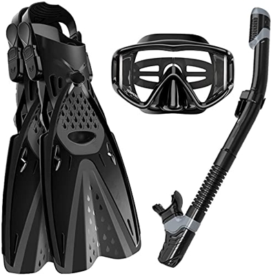 TNIU Buceo Buceo Conjunto De Esnórquel Seco Panorámica Ajustable Vista Amplia Buceo Buceo Profundo Snorkel Equipo Profesional De Esnórquel con Aletas 