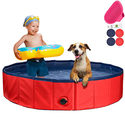 Piscina para Perros Estable | Piscina Infantil para Perros | Piscina Plegable con válvula de Drenaje | Incluye Cepillo de baño y Juego de reparación – características