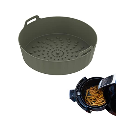 Zhihui Freidora de aire caliente de silicona – intercambio de hojas de papel de pergamino, cesta de freidora de aire reutilizable de 20 cm, resistente