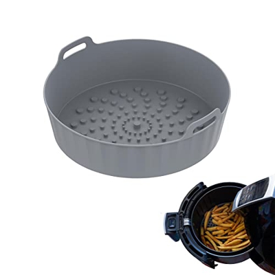 Limily Freidora de aire caliente de silicona, intercambio de hojas de papel de pergamino, cesta de freidora de aire reutilizable de 20 cm, resistente 