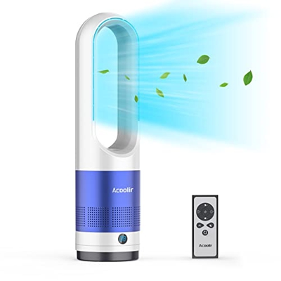 Ventilador de Torre sin Aspas, Ventilador Silencioso con Control Remoto, Oscilación de 80°, 8 Velocidades, 8 Horas de Temporizador, Pantalla LED, Vent
