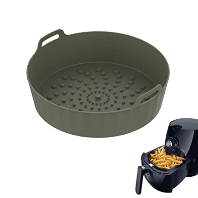 Zhihui Olla de Silicona para freidora de Aire | Reemplazo de revestimientos de Papel pergamino,Cesta de freidora de Aire Reutilizable de 20 cm, Resist