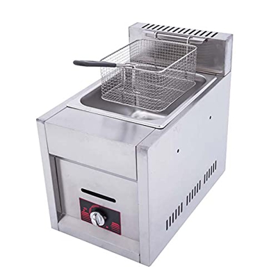 Freidora Comercial de Acero Inoxidable, freidora de Cocina de encimera de Gas Profesional de Alta Capacidad, freidora de Gas de encimera de una Cesta