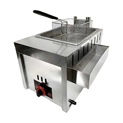 Freidora a Gas Máquina freidora, Freidora Profunda de Acero Inoxidable 6L, Freidora Comercial de mostrador para Restaurante, Freidora Profunda de un S
