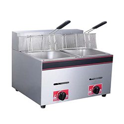 Freidora de Gas, sartén Comercial, freidora de máquina de Papas Fritas, freidora rápida de Doble Tanque de freidora Francesa de Acero Inoxidable con 2 características