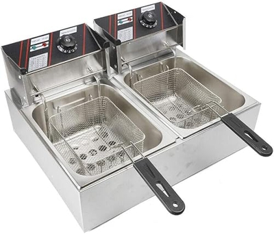 Freidora, freidora con cesta y tapa, freidora profesional, 12 litros, 5000 W, con regulador de temperatura, ajustable hasta 200 °C, recipiente extraíb