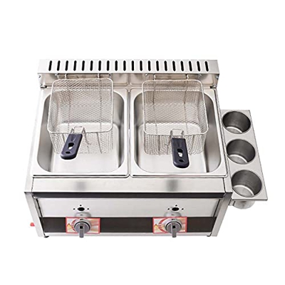 Freidora de Gas de Escritorio Comercial, freidora de Cilindro Doble de Gran Capacidad de Acero Inoxidable, freidora combinada multifunción, freidora d