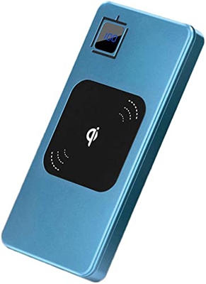 AyM Banco de energía de Cargador inalámbrico, Paquete de baterías externos portátiles de 10000 mAh con QC 3.0 Puertos y DIRIGIÓ Mostrar Compatible con