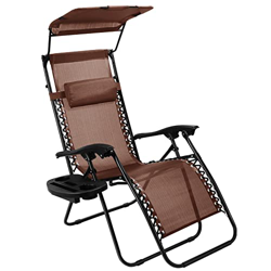 Bigzzia Tumbona Silla Plegable Acolchada de Silla Gravedad Cero, Tumbonas Jardín Exterior Plegable con Dosel Ajustable, Portavasos y Almohadas para Pa precio