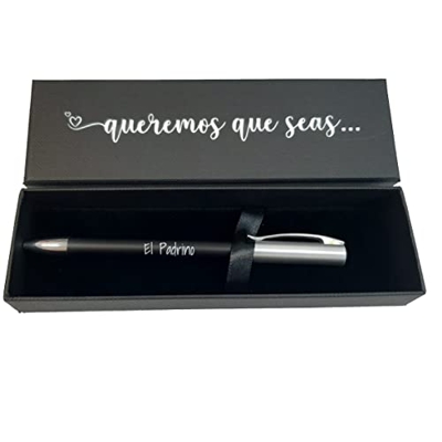 Boligrafo para personas especiales - Boligrafo Madrina - Boligrafo Padrino - Regalos Padrinos (Negro Padrino)
