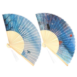 Ventilador de Mano Plegable, Ventilador de Mano Ventiladores Plegables de Bambú Plegables Mejor Experiencia para Bodas para Fiestas Temáticas en oferta