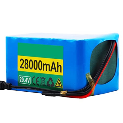 IVIWCLOP Batería Bicicleta Eléctrica De 24V 28Ah Batería Iones Litio Resistente Al Agua 7S6P 29,4V 28000mAh con Cargador Apta para Barcos Eléctricos M