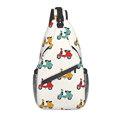 Stevemary Retro Vespa Sling Bag Crossbody Chest Daypack Mochila de lona ligera Bolso de hombro para adultos Viajes Senderismo para Camping Deporte