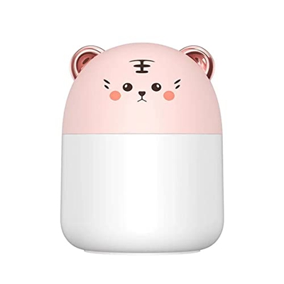 UKETO Humidificador de aire Lindo Tiger Aroma Difusor con luz nocturna Cool Mist (rosa)