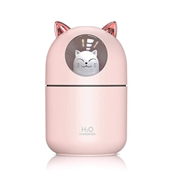 UKETO Humidificador de aire lindo gato pequeño LED luz silenciosa purificador de aire (batería rosa) precio