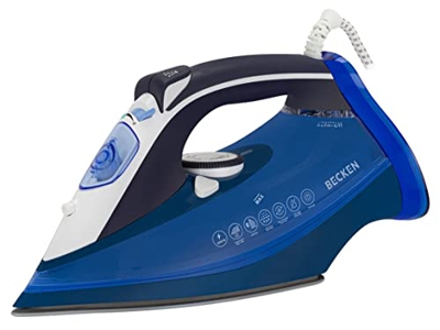 Becken Plancha de Ropa, 3000W, Suela Cerámica, Golpe de Vapor 120g, Función de Autolimpieza, Azul