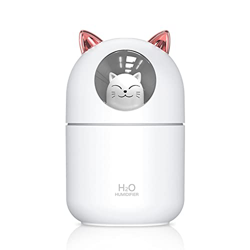 UKETO Humidificador de aire Spray Cute Cat Pequeño LED Light Silte Purificador de aire (USB blanco) características