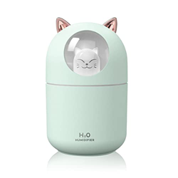 UKETO Humidificador de aire Spray Cute Cat Pequeño LED Luz Silencioso Purificador de aire (Verde USB) características