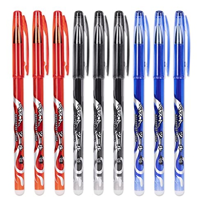 QAQHZW Borrable Boligrafos de Gel Pluma de Tinta Punta de 0,5 mm Bolis de Roller Fricción Bolígrafo con Borrador para Niños, Estudiantes y Adultos (3 