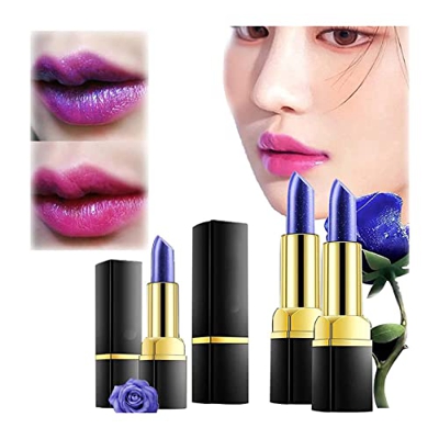 Lápiz labial hidratante de larga duración, decoloración mágica, color azul, rosa, cambia de temperatura, con destello, impermeable, de larga duración,
