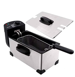 LBSI Freidora 1000 /2000W, Freidora Industrial, Acero Inoxidable, Freidora con Aceite Fácil de Limpiar, Control de Temperatura (2,5L, 3,5L, 4L) (Color en oferta