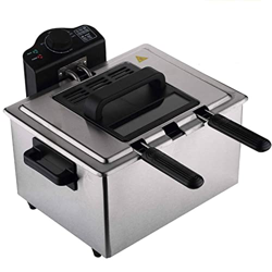 Freidora de Aceite 5 litros/ 6 litros, 2000w/3300w Watios de Potencia y Tapa con Ventana de VisualizacióN, Antideslizante, FáCil de Limpiar (Color : 5 características