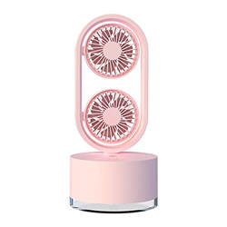 illombo Ventilador de mesa pequeño de doble cabezal de funcionamiento silencioso, mini ventilador de escritorio recargable USB portátil circulador de  precio