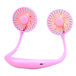 illombo Ventilador de cuello recargable 1500mAh funciona con baterías con 3 velocidades, 7 luces LED características