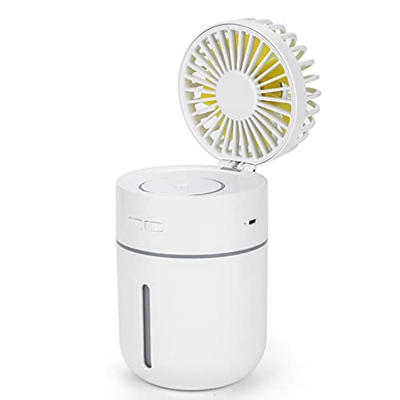 illombo Humidificador de niebla fría con ventilador, humidificador de escritorio portátil recargable con luz nocturna apagado automático para el hogar