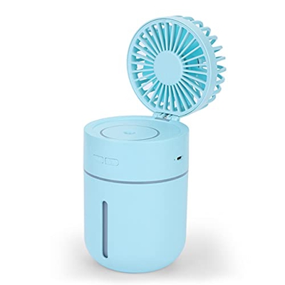 illombo Humidificador de niebla fría con ventilador, humidificador de escritorio portátil recargable con luz nocturna apagado automático para el hogar