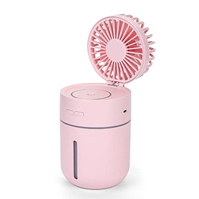 illombo Humidificador de niebla fría con ventilador, humidificador de escritorio portátil recargable con luz nocturna apagado automático para el hogar