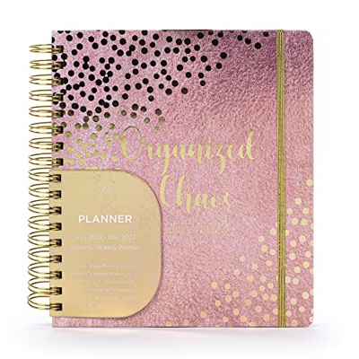 Tri-Coastal Design - Posh+Pop| Agenda 16 meses semanal | De agosto 2022 a diciembre de 2023 | Tapa encuadernada en oro y rosa | Contiene pegatinas, di