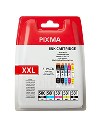 Compatible para Canon PGI-580 CLI-581 XXL, PGBK/BK/C/M/Y, Gohepi PGI-580XXL CLI-581XXL Cartuchos de Tinta con Canon TR7550 TR8550 TS705 TS6150 TS6151  en oferta