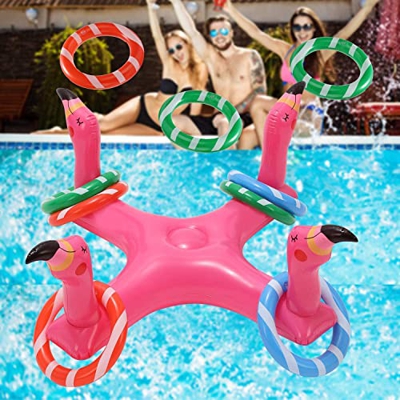 mciskin Lanzamiento de Anillo de Piscina Inflable, Juguetes de Piscina para niños con Anillos de 6 Piezas, Juegos de Piscina para Adultos y Familia (F