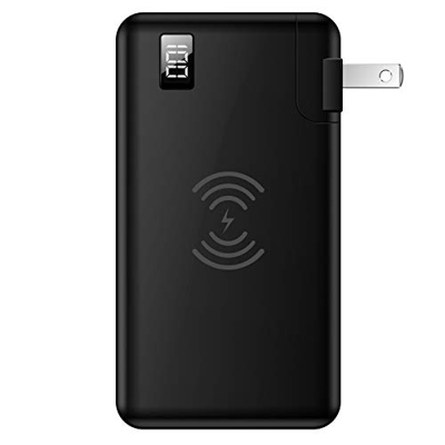 10000Mah Wireless Power Bank Battery Ultra High Capacity External Compatible Pack with USB Ports Portable Led Powerful Charger White Europe (Black Aus