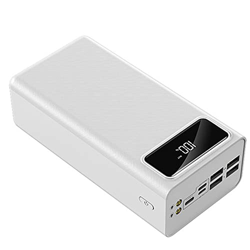 Power Bank Battery Pack with Ultra High Capacity USB Ports Portable Charger Led Lights Input Powerful Output Charger White 50000mAh (White 40000mAh) características