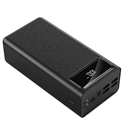 Power Bank Battery Pack with Ultra High Capacity USB Ports Portable Charger Led Lights Input Powerful Output Charger (3 Pcs) Black 50000mAh (Black 600 características
