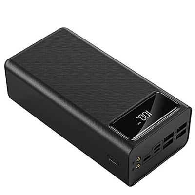 Power Bank Battery Pack with Ultra High Capacity USB Ports Portable Charger Led Lights Input Powerful Output Charger (3 Pcs) Black 50000mAh (Black 400