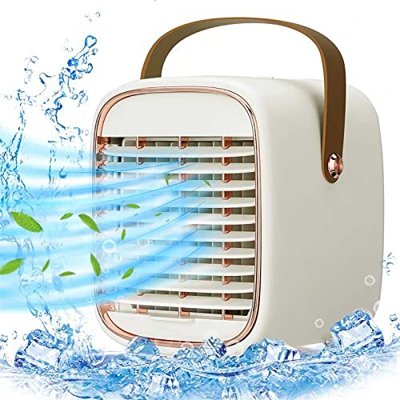 Aire acondicionado portátil, enfriador de aire por pulverización con 3 velocidades, dirección del viento ajustable, ventilador de refrigeración de esc