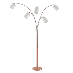 Lindby Abiram lámpara de pie, cobre/blanco en oferta
