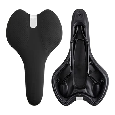 SAXTZDS KAIX Shop 3086 Saddle de Bicicleta PU Cuero MTB Ciclismo de Bicicleta de Carretera de montaña en Carretera de montaña (Color : Black Silver)