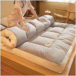 XLBHSH Colchón de edredón plegable de estilo japonés, colchón de tatami grueso, se puede enrollar para arriba colchón de estudiante de doble capa, gri en oferta