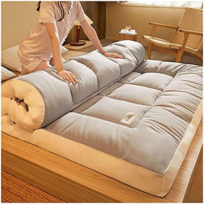 XLBHSH Colchón de edredón plegable de estilo japonés, colchón de tatami grueso, se puede enrollar para arriba colchón de estudiante de doble capa, gri