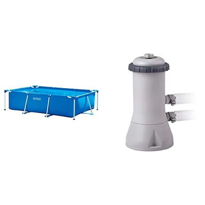 Intex 28272NP Small Frame - Piscina Desmontable, 300 x 200 x 75 cm, 3.834 litros + 28638 Depuradora de Cartucho Filtros Tipo A, 3785 L/h