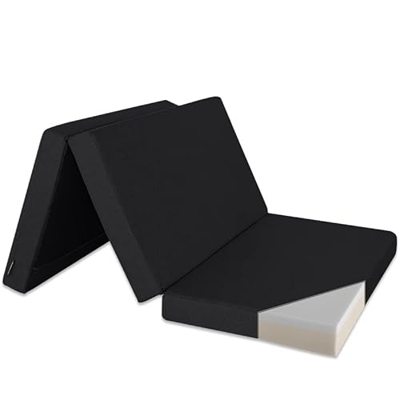 Ventadecolchones - Colchón Plegable con Viscoelástica con Cierre y Asa - Espuma HR30 Media - 135 x 190 x 10 cm en Loneta Premium Negro para Furgonetas