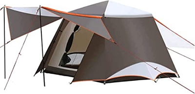 Tienda de campaña automática al aire libre, parasol de camping antitormentas anti-ultravioleta, pérgola de camping, para 3-6 personas (color: marrón)