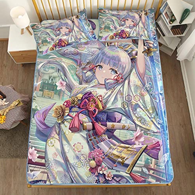 ACOSDARY Impacto de Genshin: kamisato ayaka kimono cuchillo de práctica Colchón, Microfibras de impresión 3D Alfombrilla de seda de hielo de anime, al