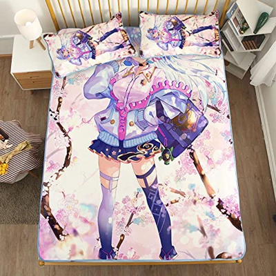 ACOSDARY Impacto de Genshin: kamisato ayaka Chica de moda Colchón, Microfibras de impresión 3D Alfombrilla de seda de hielo de anime, almohadilla de e