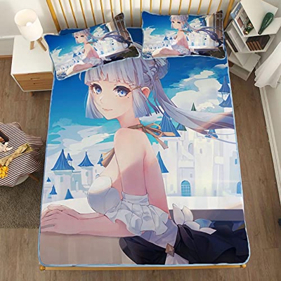 ACOSDARY Impacto de Genshin: kamisato ayaka castillo Colchón, Microfibras de impresión 3D Alfombrilla de seda de hielo de anime, almohadilla de enfria